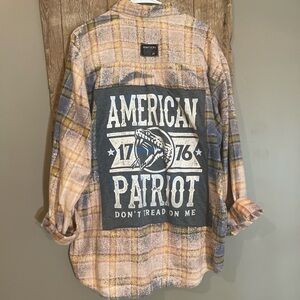 Plaid Flannel Shirt with American Patriot Graphic
